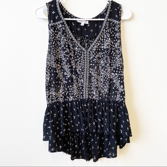 PATRONS OF PEACE Floral Peplum Tank Top Patchwork - Picture 1 of 7